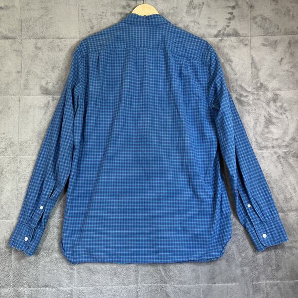 J Crew Shirt Mens Large Blue Green Check 100% Cotton Pocket Button Down Preppy - Picture 2 of 11